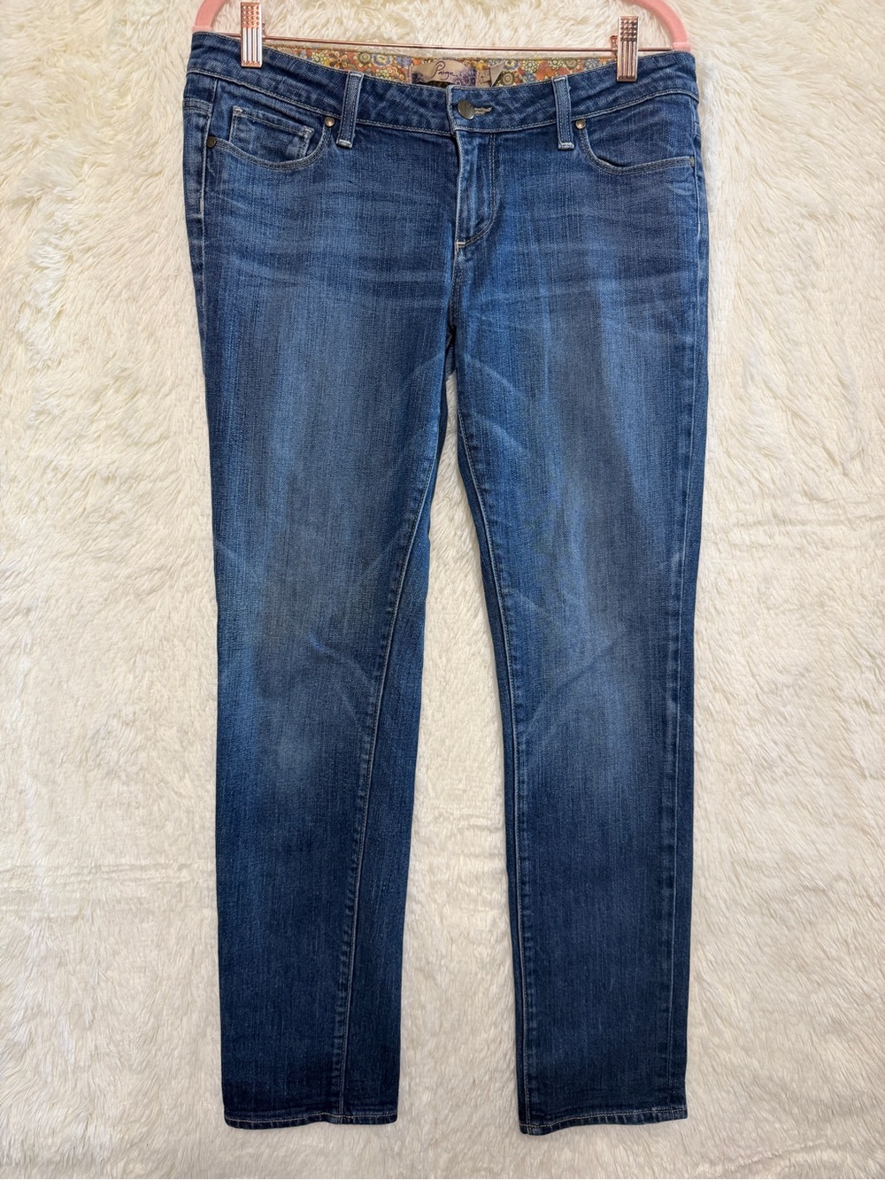 Paige Womens Jimmy Jimmy Low Rise Skinny Jeans Size 29 Medium Wash Blue Paisley